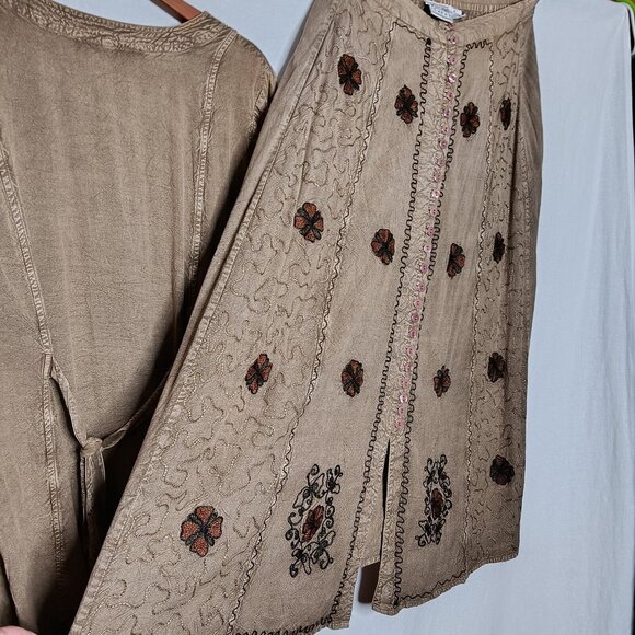 Speed Limit Medium Skirt And Shirt Outfit 2 Peice Set Hippie Embroiderd Indian - Picture 4 of 13